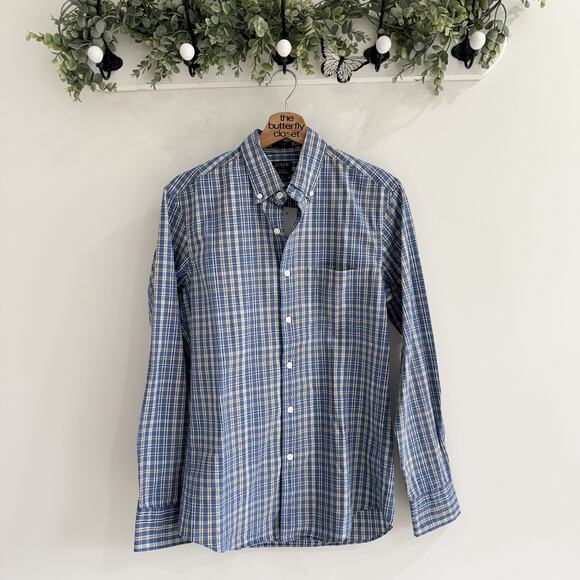 J. Crew Other - Men’s J. Crew Blue Plaid Flex Washed Slim Fit Button Down Shirt New Small CV